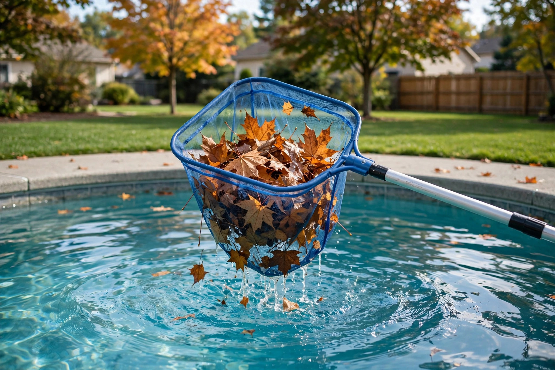 best pool net for cleaning leaves: Pool net for cleaning leaves from a backyard pool