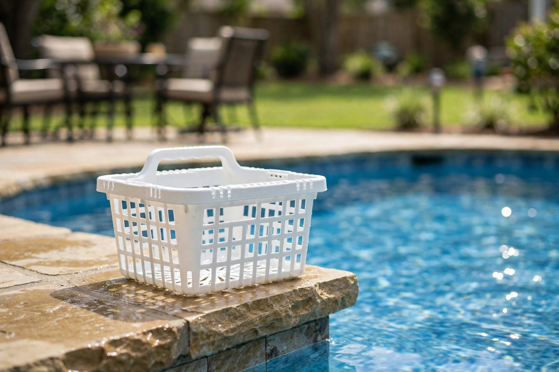 Best pool skimmer basket replacement on a pool deck