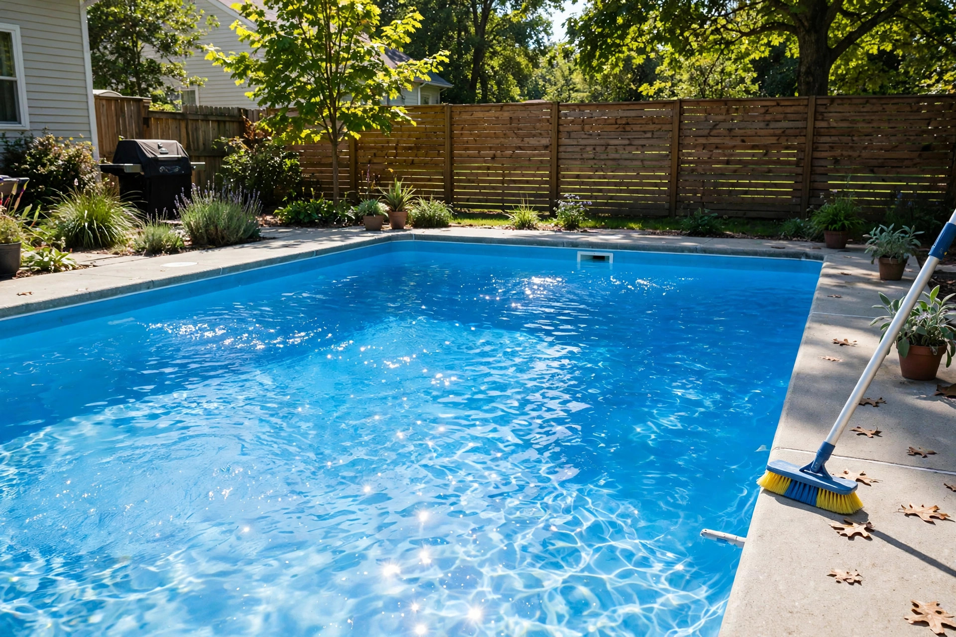 A clean inground pool with spotless walls showing how to clean pool walls without draining