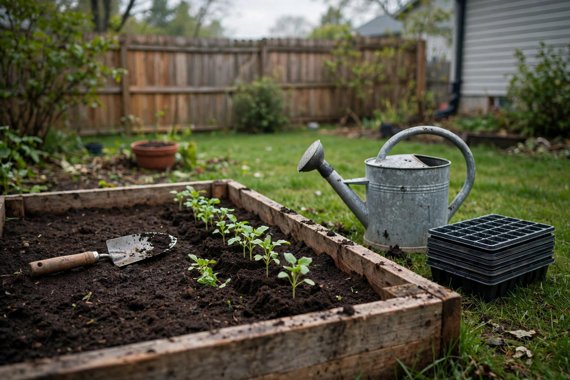 Young transplants being set into garden soil for how to transplant seedlings outdoors safely