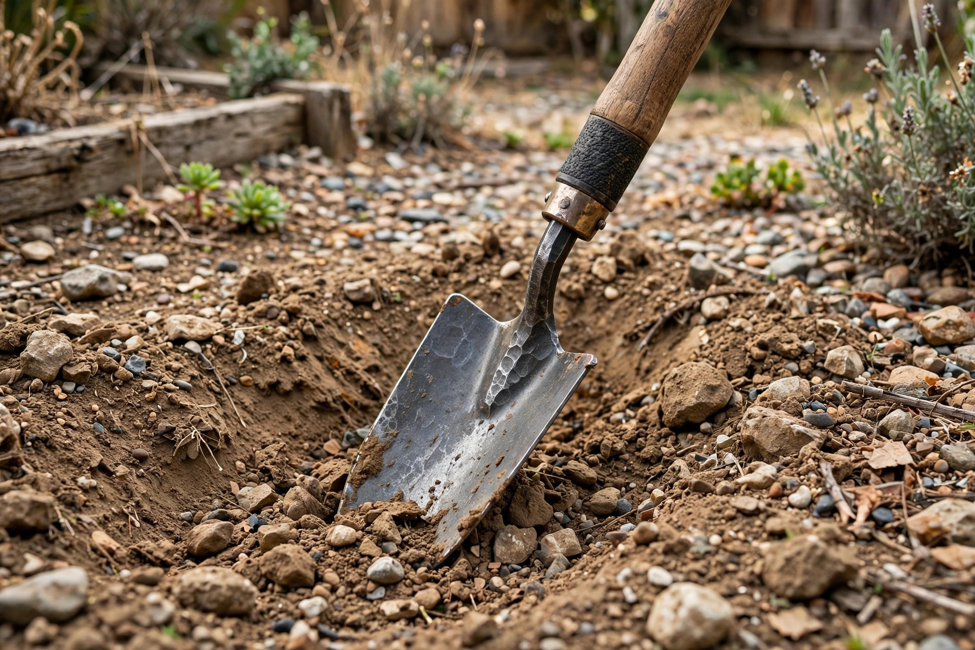 best garden trowel for rocky soil: Garden trowel used to dig in rocky soil
