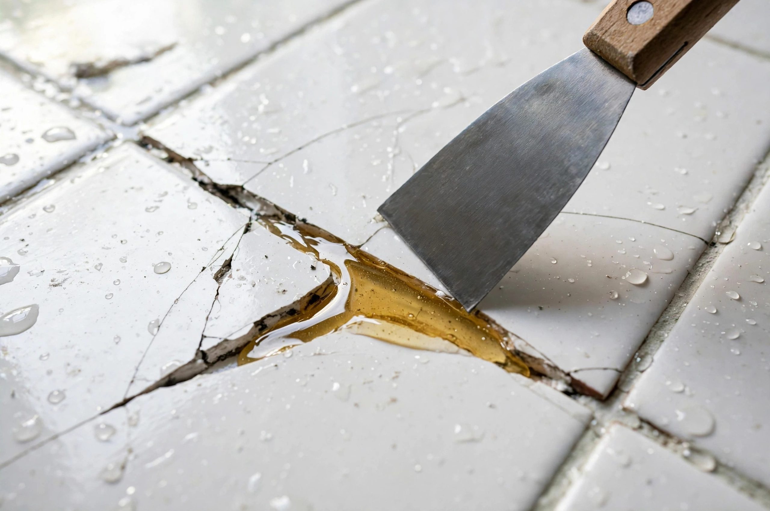 Fix Cracked Shower Tiles without Replacement: Repairing a cracked shower tile with epoxy filler