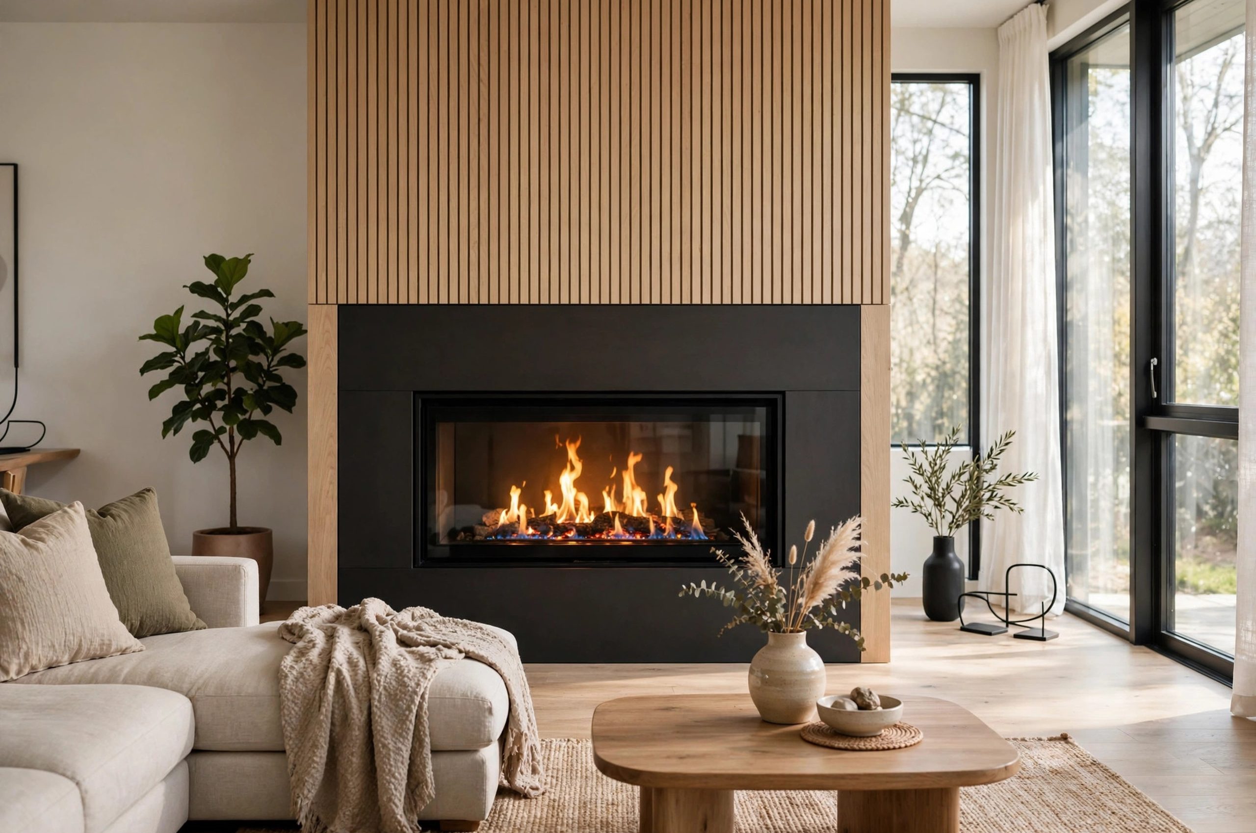 Do Ventless Fireplaces Need a Chimney: Ventless gas fireplace with no chimney vent in a living room