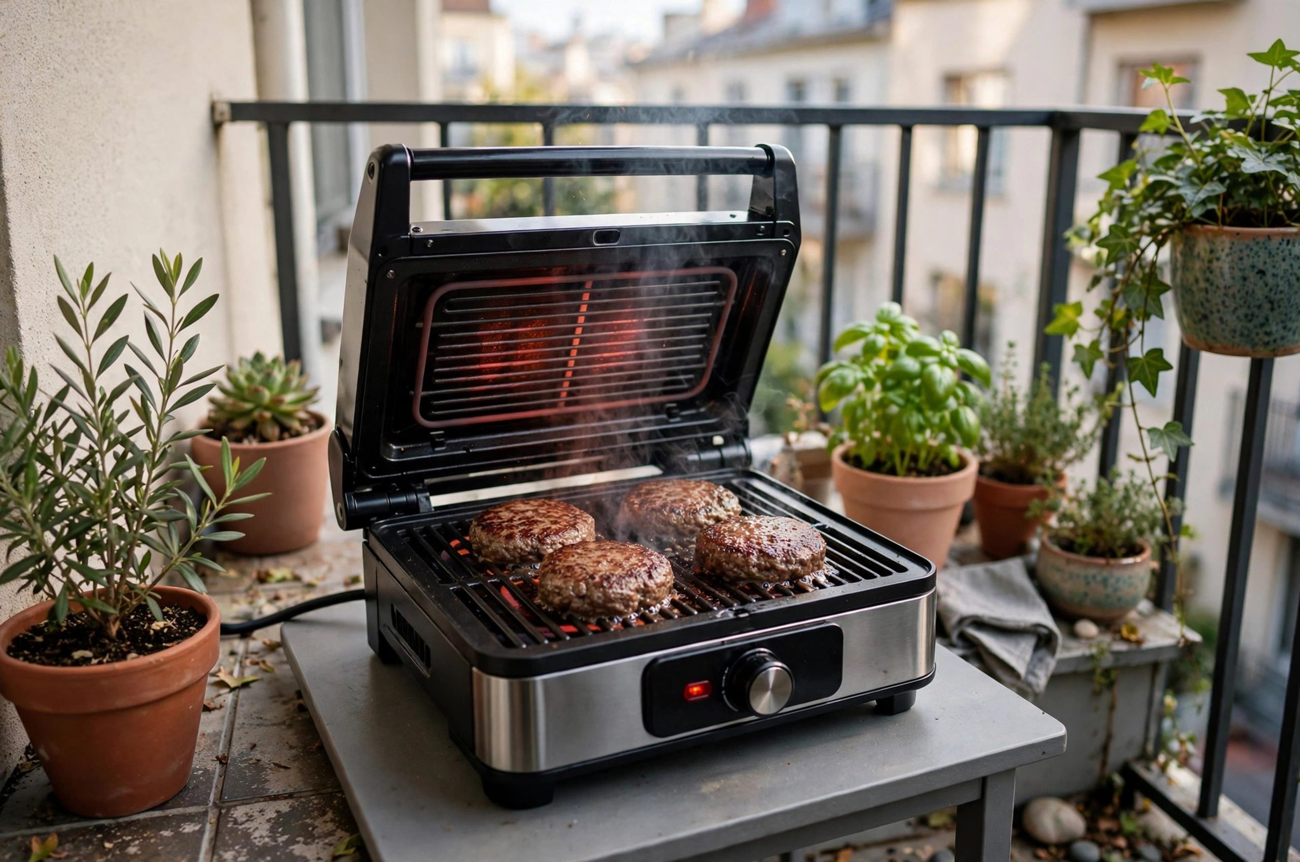 Smokeless Grill for Apartment Balcony: smokeless electric grill on apartment balcony