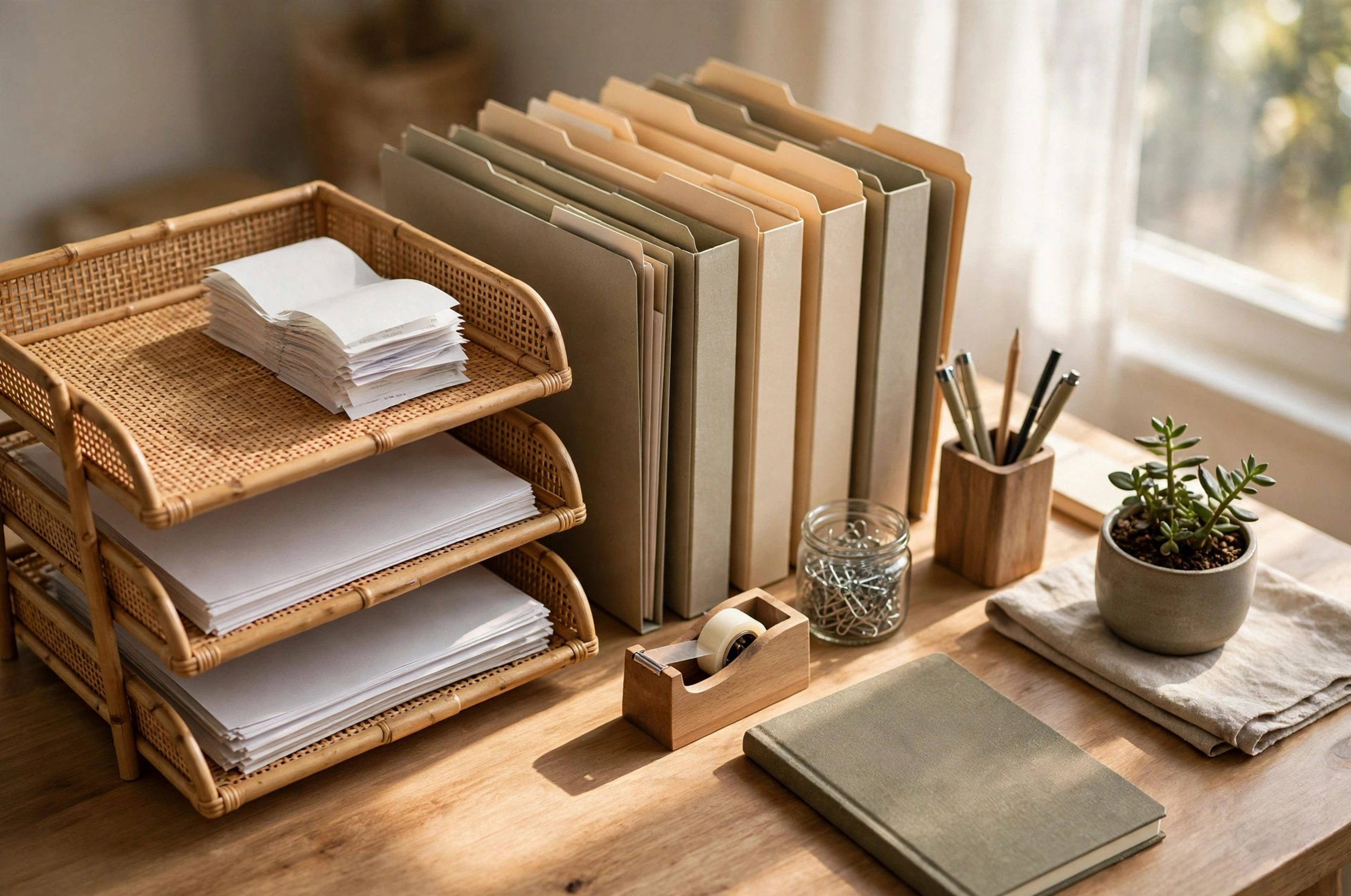 Organizing home business tax files in a tidy home office