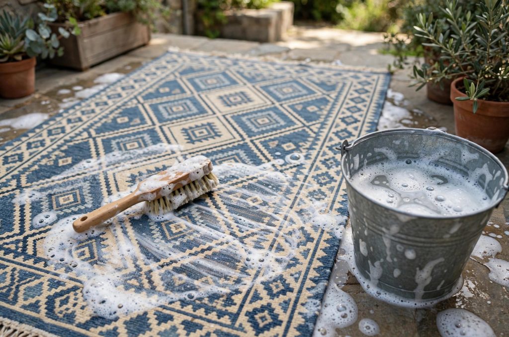 outdoor rug care without a hose